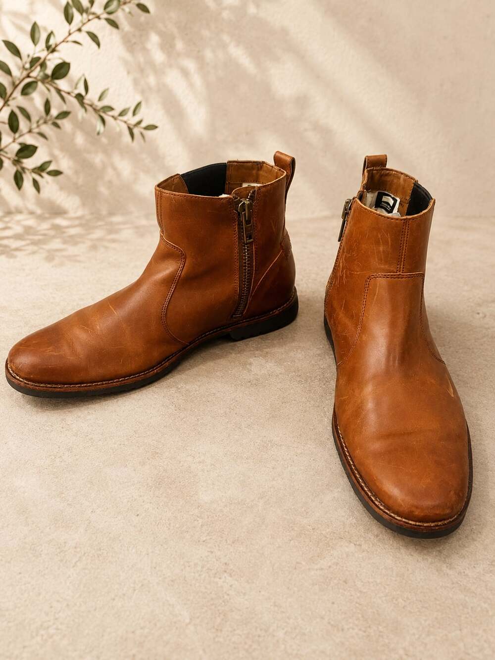 Timberland Kendrick A1N1K Chelsea Boots Men 10.5 Brown Leather Side Zip